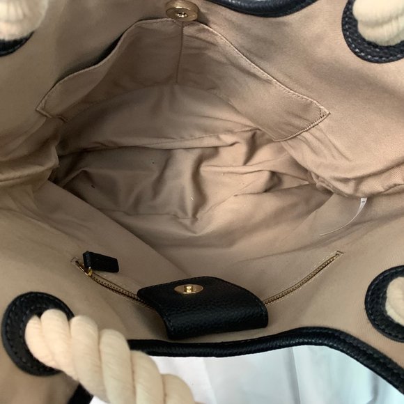 Talbots Navy Weave Handbag with Chunky Rope Handle EUC - Picture 7 of 16